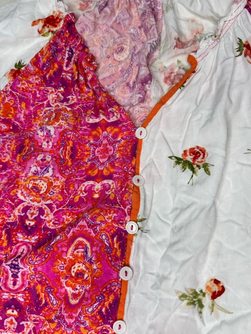 Boho Floral Patchwork Blouse Viscose Long Sleeve Cottagecore Top L - Picture 5 of 8
